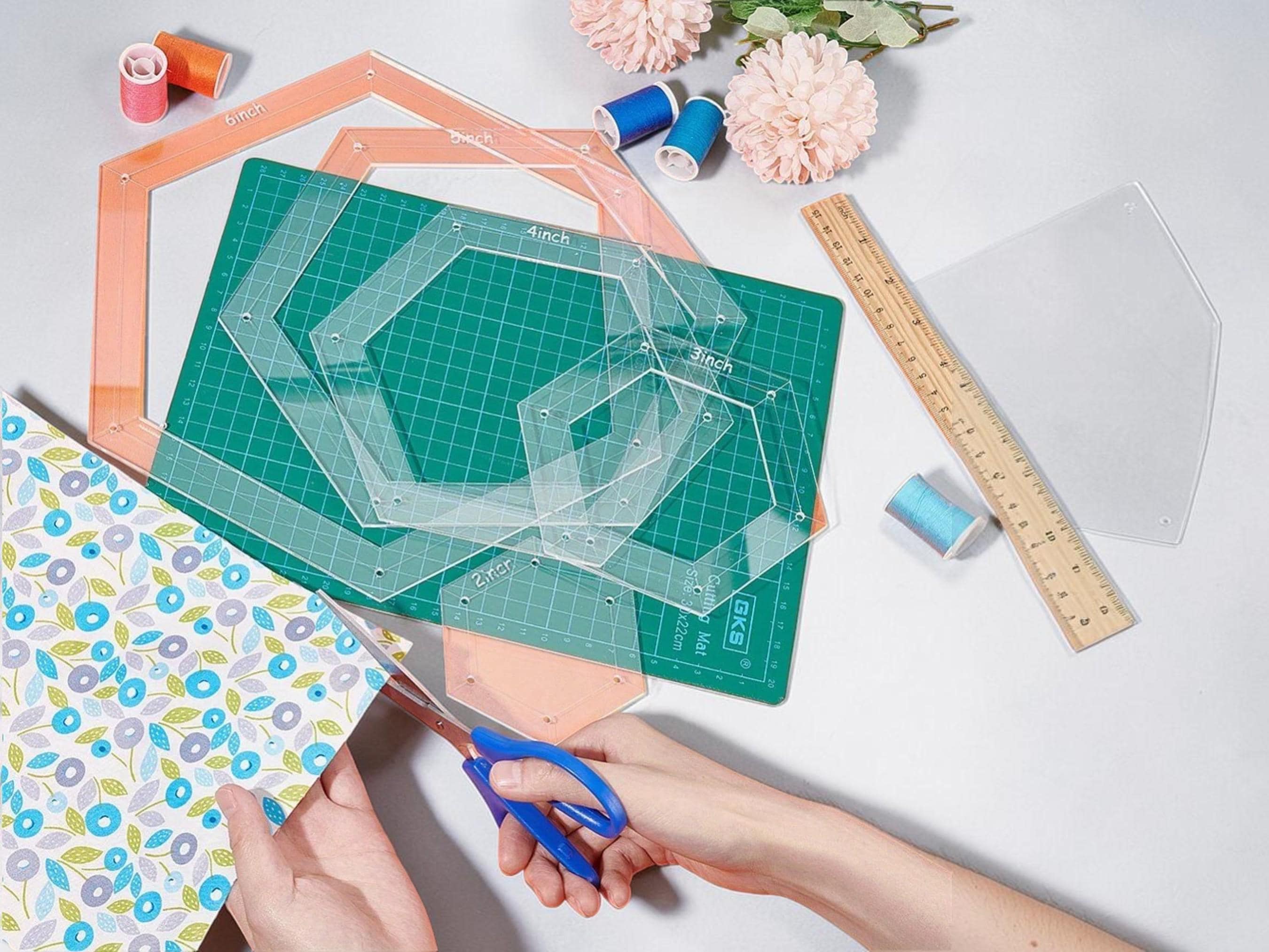 Hexagon Quilting Template Set Acrylic Embroidery Tools 2 3 4 5 6 Inch Hand Quilting Pattern,5pcs
