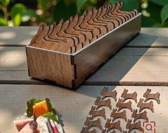 Wooden Animal Bobbin Set: Embroidery Floss Organizer & Holder
