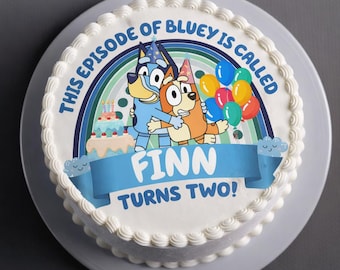 Bluey Cake Topper | Personalized Name & Age | Birthday Party Theme | Edible Image