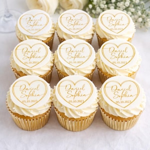 Personalisierte Hochzeit Cupcake Toppers - Essbare Drucke