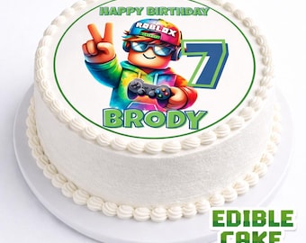Gamer Inspired Edible Print Cake Topper | Personalised Birthday Image