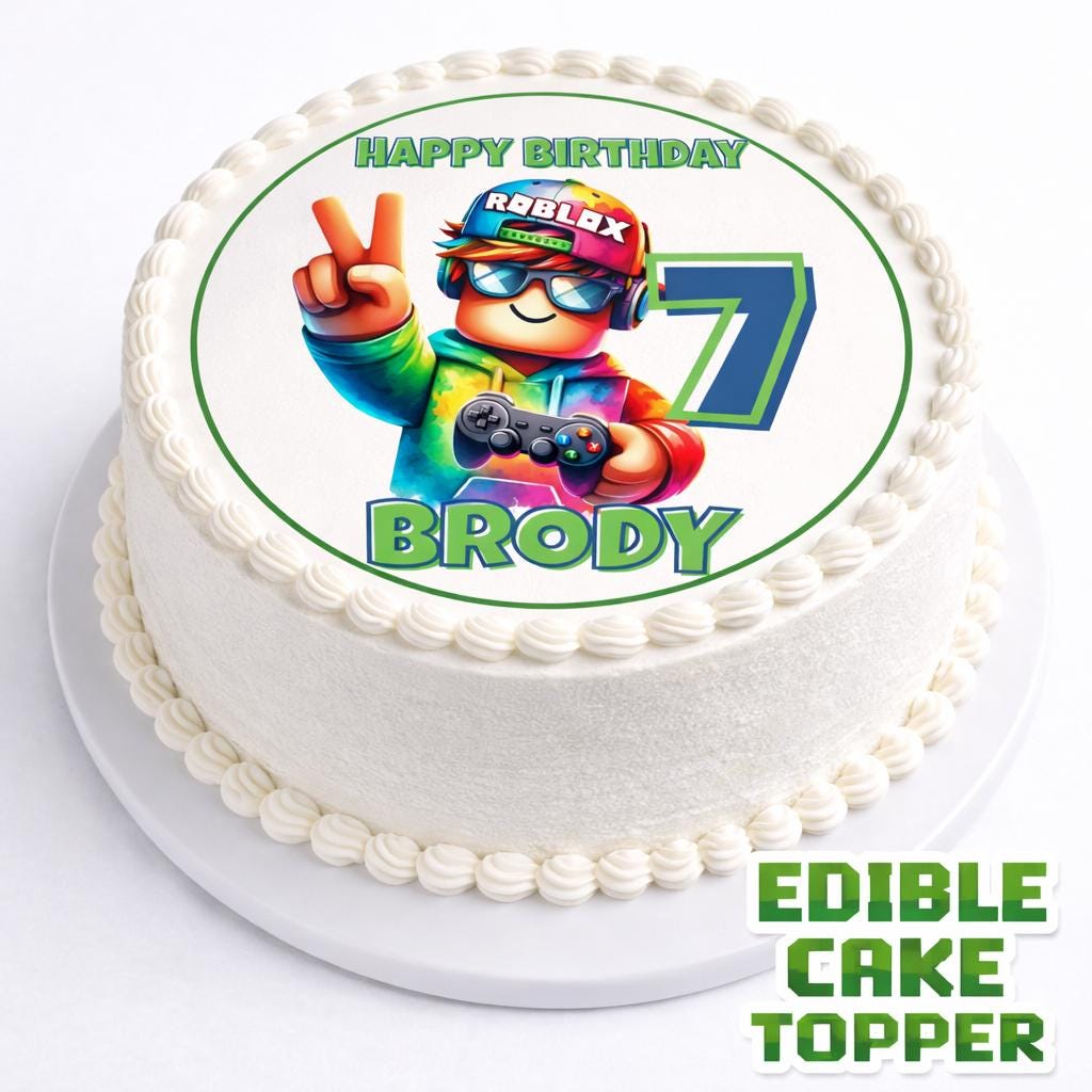 Roblx Taartversieringsset – 7 Stuks, Waaronder Grote Topper En Cupcake-versieringen, Ideaal Voor Themafeestjes