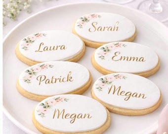Personalised Edible Wedding Name Toppers | Guest Place Name Icing Sheets | Cupcake or Biscuit Favours