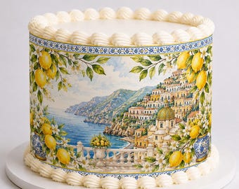 Amalfi Coast Lemon Edible Cake Wrap | A4 Icing Sheet