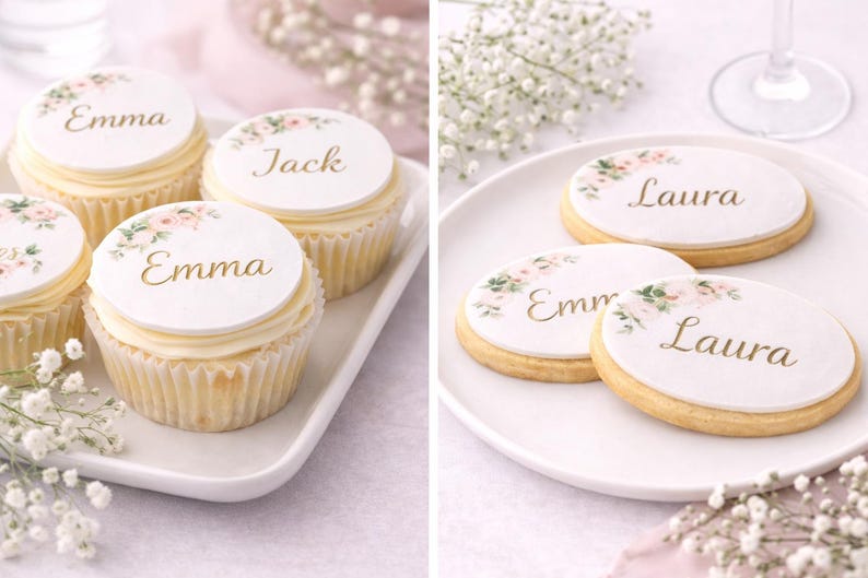 Toppings With Names Personalised Edible Wedding Name Toppers | Guest Place Name Icing ...