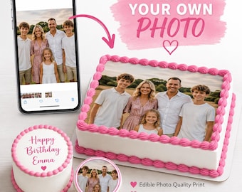 Custom Edible Photo Cake Topper – Icing Sheet Print (Allergen Free, Vegan)