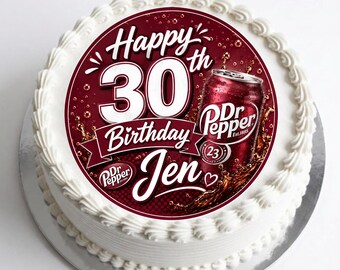 Dr. Pepper Edible Cake Topper | Personalised Custom Name & Age | Edible Icing Sheet