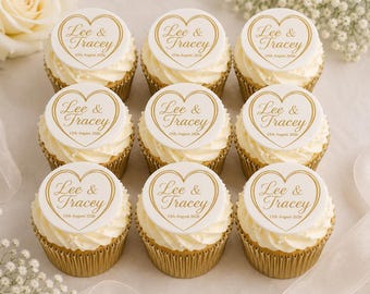 Personalised Wedding Cupcake Toppers – Custom Edible Prints