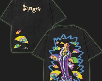 Kinger The Amazing Digital Circus Double Printed Lightweight Acid Washed Tee TV Show Graphic Top Shortsleeve Cotton Gift TShirt