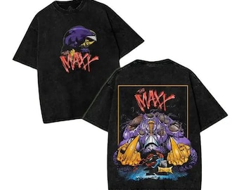 Retro Comic Book Graphic Tee, Vintage Washed Heavyweight T-Shirt, 90s Purple Hero Shirt, Alternative Streetwear Top, Y2K Grunge Anime