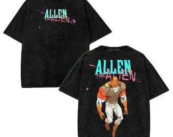 One Eyed Alien Comic Vintage Washed T-Shirt, Unbeatable Superhero Heavy Cotton Graphic Tee, Retro Sci-Fi Muscle Man Top, Gym Pump Cover