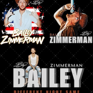 May include: A promotional graphic featuring singer Bailey Zimmerman. The image includes three different photos of Zimmerman, along with his name in large, bold letters. The text "Different Night Same Rodeo Tour 2026" is also included.