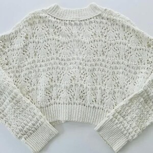 Free People Chloe Cardigan Size Small Cream/white Knit V-Neck 3 Button cropped image 3