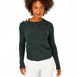 Maglione Lilly Pulitzer taglia L Evergreen Metallic MORGEN con paillettes, pullover scintillante