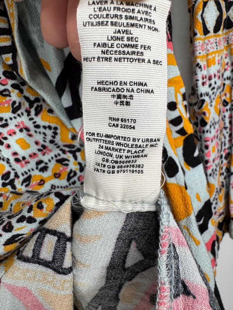 Free People 4 Tegan - Minirobe imprimée à bordures et manches cloche femme Boho bleu image 5