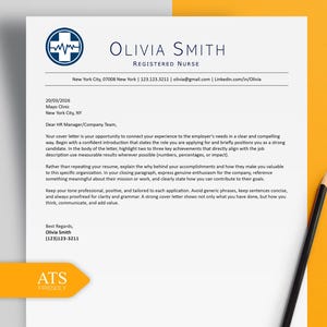 Modèle de lettre de motivation et de références d'infirmière (Word, Google Docs), application d'IA compatible avec les ATS