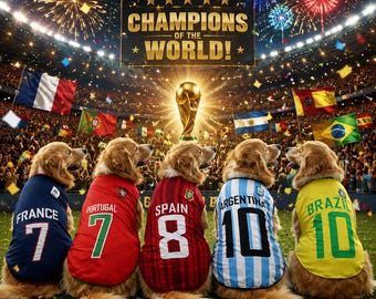 2026 World Cup Dog Jersey, Soccer Fan Pet Shirt, Argentina Brazil France Portugal Spain