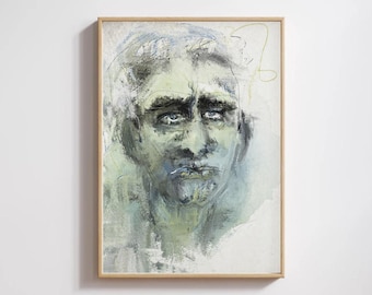 Abstraktes Gesicht, modernes expressionistisches Porträt, Kunstdruck (Digitaler Download)