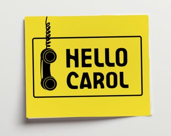 Tarjeta de felicitación imprimible "Hello Carol" inspirada en Pluribus (2 por página tamaño carta, interior en blanco, descarga instantánea)