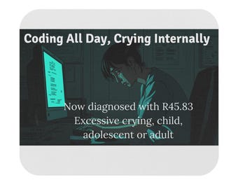 Coding All Day, Crying Internally mouse pad | Programmer Desk Mat, Funny Tech Quote