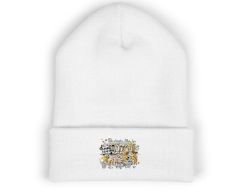 Tiny Floral Patch Beanie | Classic Cuffed Beanie, Embroidered Flower Cluster