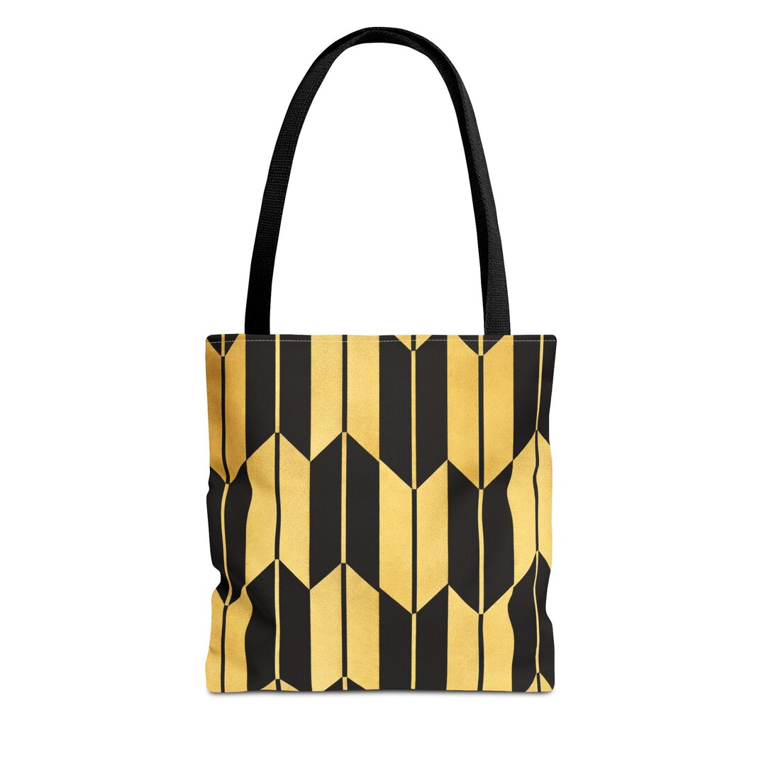 Japanese Yagasuri (arrow) Pattern Tote Bag Black & Gold Minimalist ...