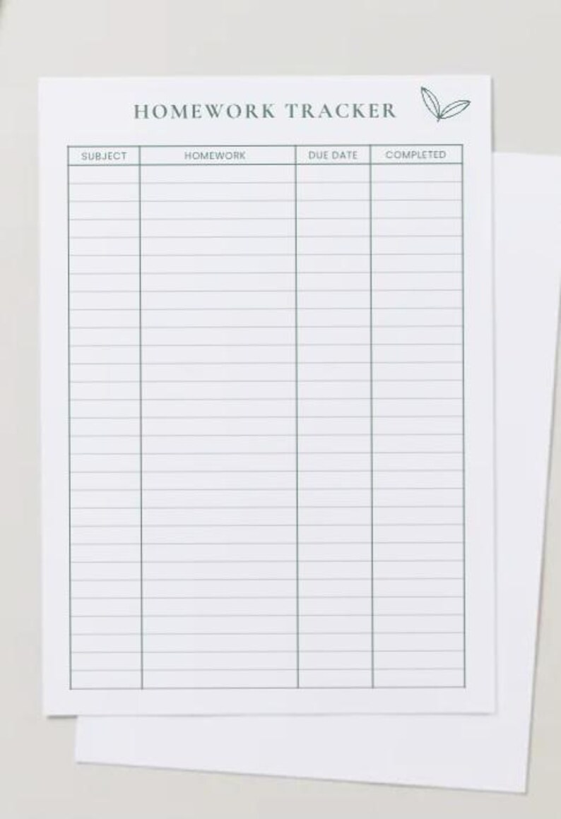 Homework Tracker Printable | Simple Student Homework Planner PDF ...