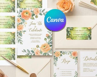 Botanical Return Address Labels | Watercolor Floral Stationery (Instant Download)
