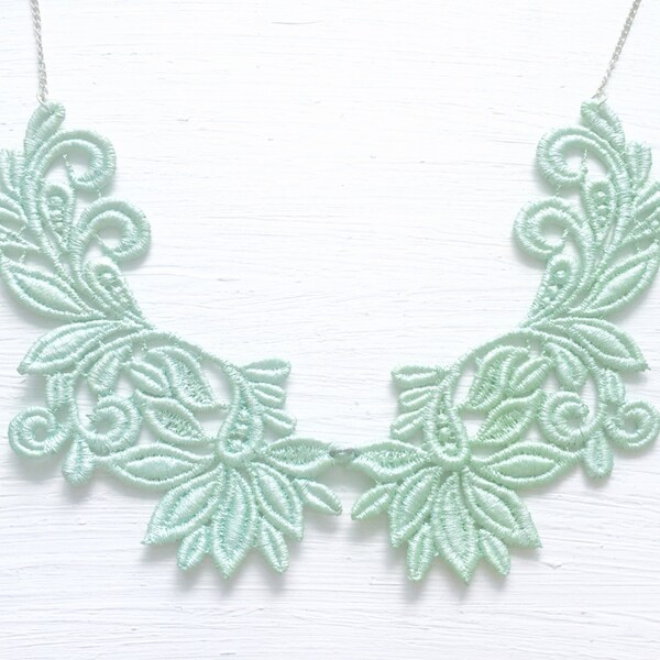 Mint Green Lace Statement Necklace