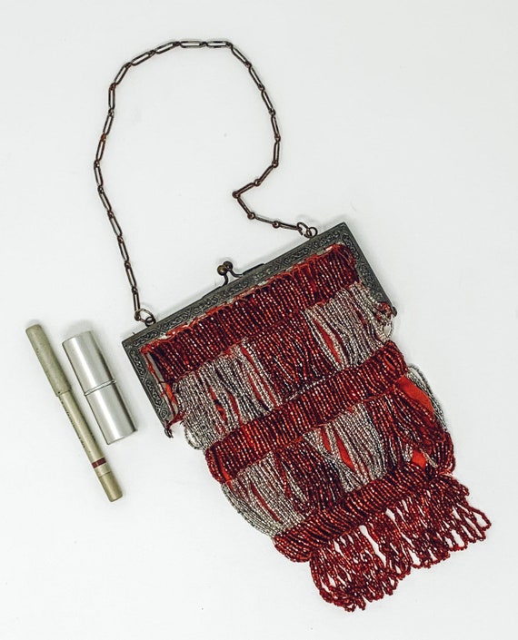 Vintage Beaded Clutch Purse 1920's flapper fringe