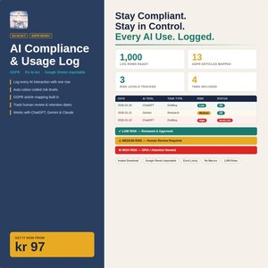 AI Tool Compliance Tracker | Gdpr & EU Ai Act Ready | Google Sheets Template | Governance Dashboard