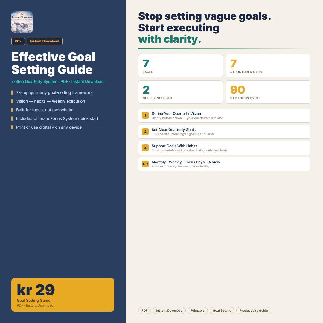 Effective Goal Setting Guide | 7-step Quarterly Productivity PDF ...