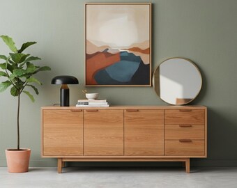 Handmade Solid Wood Media Cabinet – Modern Scandinavian TV Console