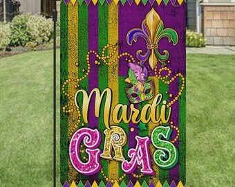 Mardi Gras Garden Flag, Mardi Gras House Flag Decor, New Orleans Mardi Gras Carnival Flag, Purple Green Gold Porch Yard Flag