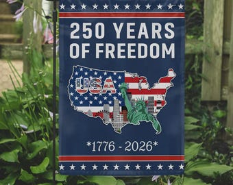 Bandera 250 años de libertad, mapa de EE. UU. Libertad 1776–2026 Bandera decorativa patriótica