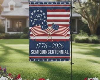 Bandera estadounidense, bandera decorativa del semiquincenario del 250.º aniversario de Estados Unidos