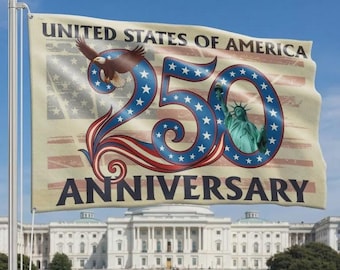 USA 250th Anniversary Flag, Patriotic Outdoor Banner, 1776-2026 Grommet Flag