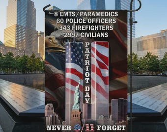 Never Forget 9/11 Patriot Day Flag, Eagle American Flag Garden Flag, Twin Towers Memorial Flag, First Responders Tribute, USA Patriotic