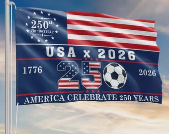 Bandera con ojales de Estados Unidos 2026, Celebración de los 250 años de Estados Unidos, Bandera de los 250 años de libertad, Bandera patriótica de Estados Unidos 1776-2026, Regalo de fútbol de Estados Unidos