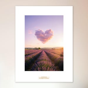 Lavender Landscape Wall Art with Heart Cloud – Luxury Romantic Poster