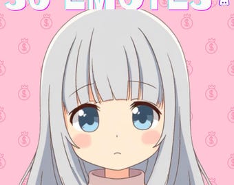 30 Emote di Ragazze Anime con Capelli Bianchi | Pacchetto PNG Twitch Discord YouTube
