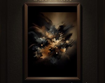 Czarno-złota abstrakcyjna sztuka ścienna, nowoczesna, płynna, do druku cyfrowego, do pobrania