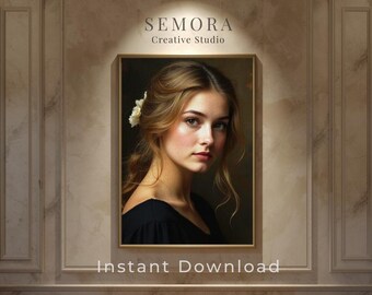 Klasyczny portret kobiety, ponadczasowa dekoracja ścienna w stylu vintage do druku