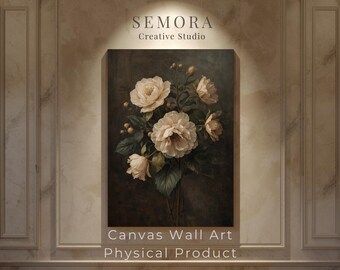 Matowy wydruk na płótnie z motywem piwonii w stylu vintage, dekoracja ścienna w kwiaty