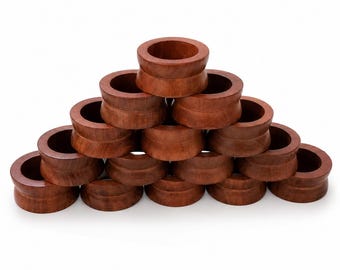 Handcrafted Wooden Napkin Rings Set of 15 | Natural Rustic Napkin Holders | Reusable Table Decor for Dining, Weddings, Parties & Farmhouse