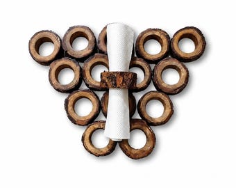 Handgefertigte Holz Antique Serviettenringe | Natürliche rustikale Serviettenhalter | Wiederverwendbare Tischdekoration zum Essen, für Hochzeiten, Partys und Geburtstag