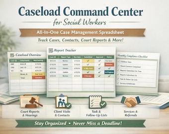 Social Work Case Management Bundle | Caregiver, Caseload, CPS Compliance Trackers