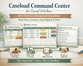 Social Worker Caseload Tracker | CPS Case Management Excel Spreadsheet (Digital Download)