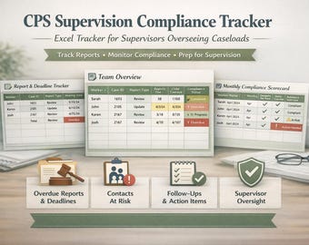 CPS Supervision Compliance Tracker | Social Work Case Review Log (Digital Download)