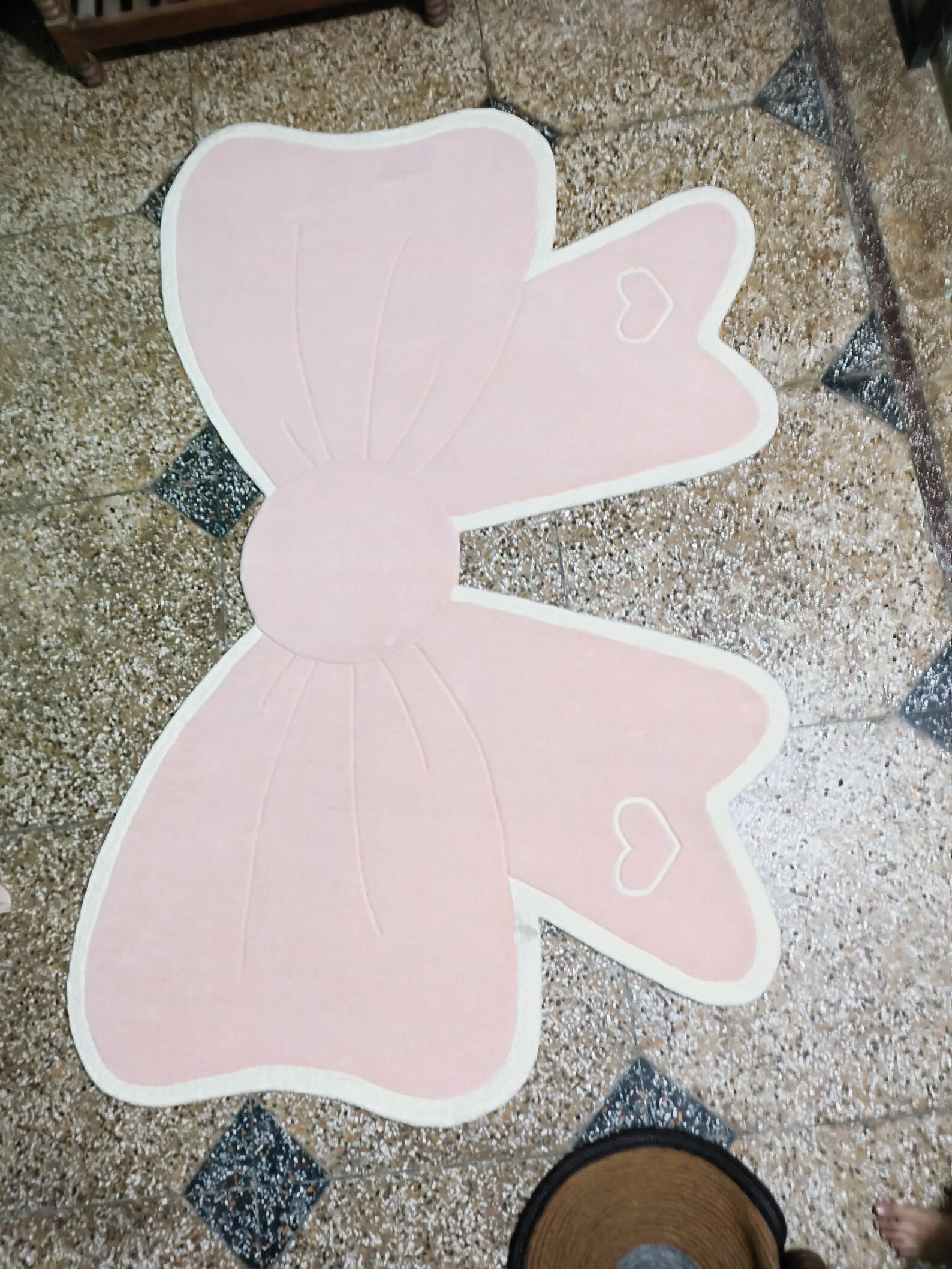 Bow Rug Runner Pink Bow Shaped Rug, Hand Tufted 100% Wool Ribbon Area Rug, Coquette ...